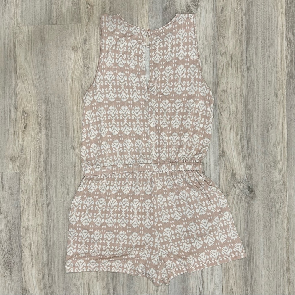 Loft Outlet Lounge Pink White Geo Print Blouson Casual Sleeveless Romper Size L - Picture 6 of 6